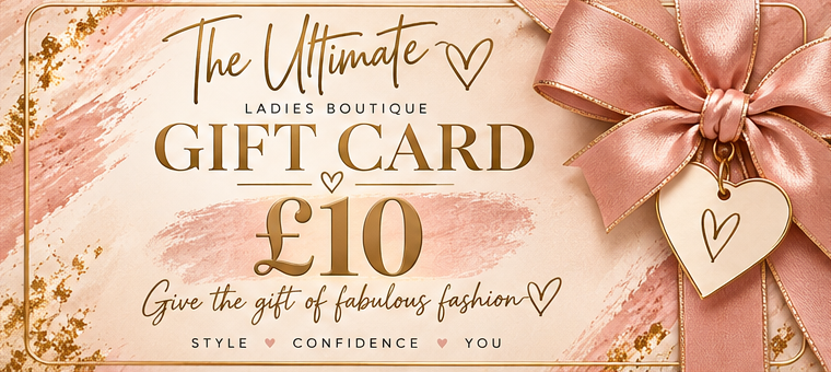 The Ultimate Ladies Boutique digital gift card worth £10, blush pink and gold design